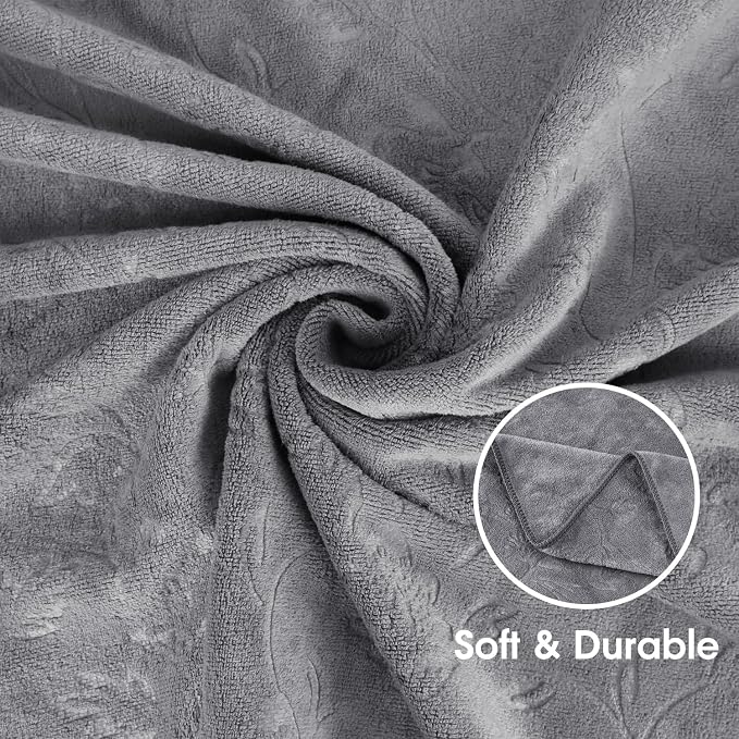 JML Large Bath Towels Set of 2, 30" x 60", Fast Drying, Soft Super Absorbent Oversized Microfiber Towel for Body, Use for Hotel, Salon, Yoga, Gym,Spa, Sauna, Shower, Pool, Sport - Grey Floral