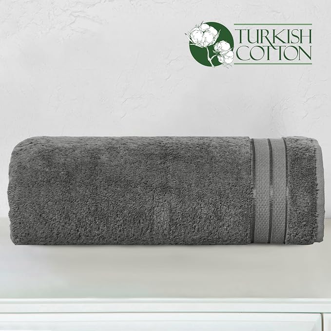 Elegant Comfort Three Line Popcorn Towel Set for Bathroom 35 x 70 inches,Premium Hotel Quality 1-PACK Jumbo Towels, 100% Turkish Cotton, Soft and Durable, Quick Dry and Highly Absorbent, Charcoal Gray