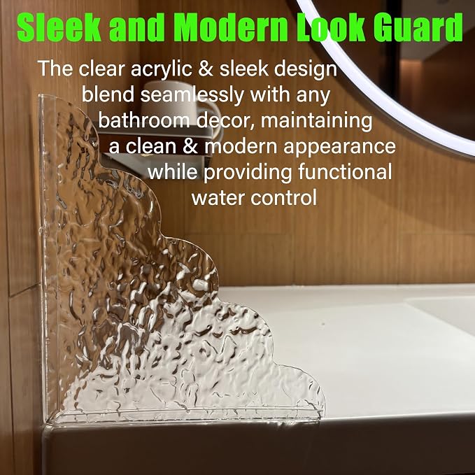Shower Splash Guard 2-Pack, Self-AdhesiveAcylic Bathtub Water Guards for Kids-Tub Edge Water Guard