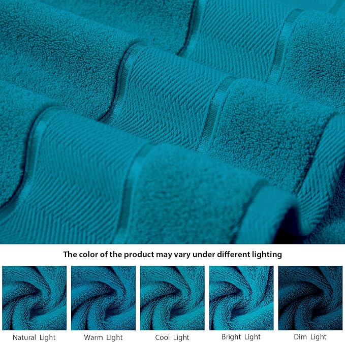 Marvione Bath Towels Set 6 Piece, 100% Turkish Cotton Highly Absorbent and Soft Towels for Bathroom 2 Bath Towels 2 Hand Towels 2 Washcloths, Teal