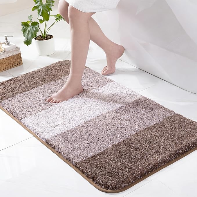 Exclusivo Mezcla Bathroom Rugs Mat 24x36, Extra Soft Non Slip Absorbent Microfiber Bath Rugs, Machine Washable Quick Dry Bath Mats for Bathroom Floor, Shower, Home Decor, Gradient Coffee