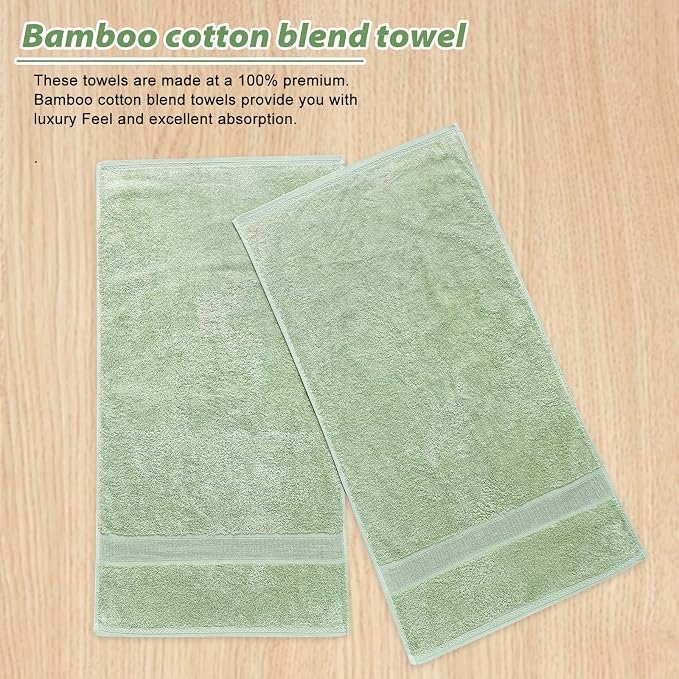 Aibaser Hand Towels-16x30inch - Lightweight and Highly Absorbent Hand Towels for Bathroom, Travel, Gym, Shower and Spa (Green)