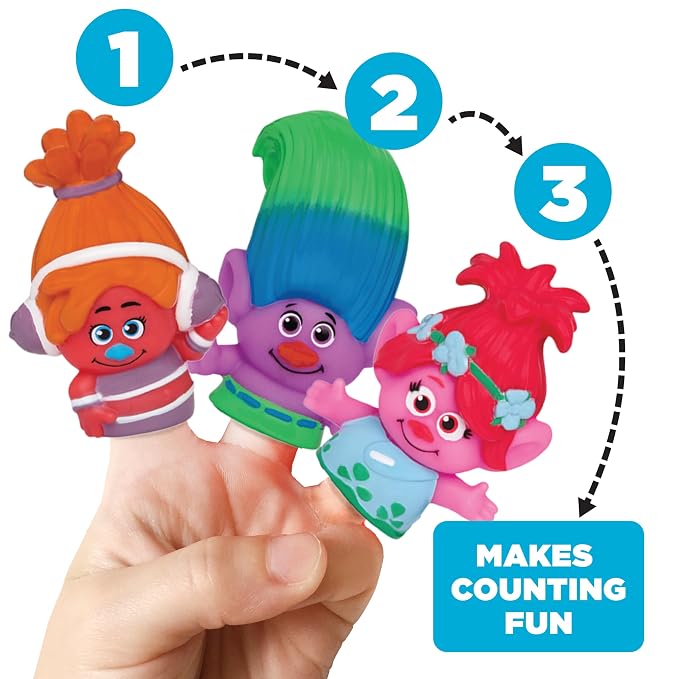 NBC Universal Trolls Bath Finger Puppets, 10 Pc - Party Favors, Educational, Bath Toys, Story Time, Beach Toys, Playtime, Stocking Stuffer