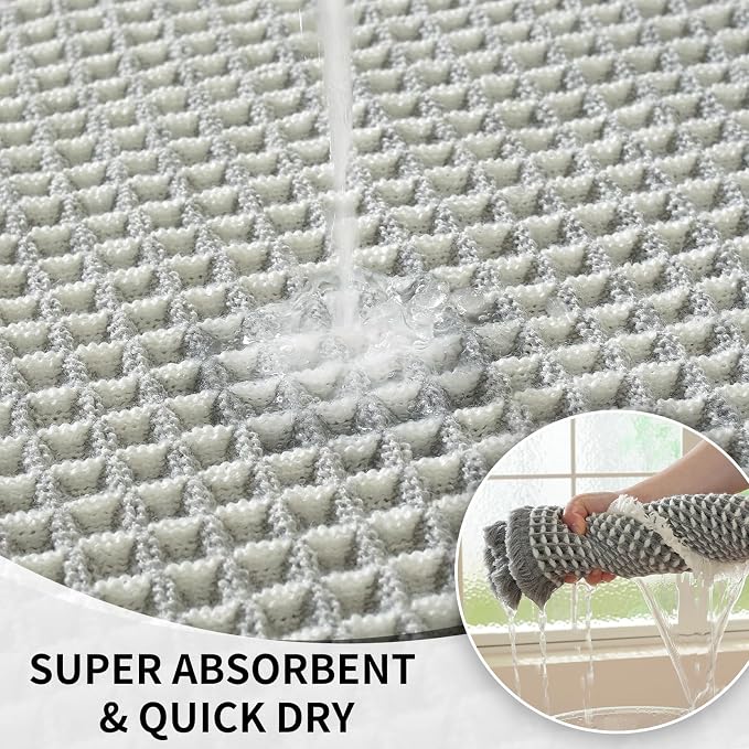 Waffle Bath Mat - Super Water Absorbing Bath Mat Quick Dry, Bathroom Rugs Non Slip Washable, Rubber Backed Bathroom Mat for Bathroom Floor, Tub and Shower, 24" x 36", Light Grey & White