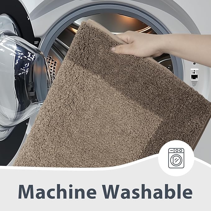 anllugs Bathroom Rugs U-Shaped 20" x 24", Non-Slip Extra Soft Absorbent Bath Rugs, Machine Washable Quick Dry Bath Mats for Toilet Base, Grayish Brown & Coffee