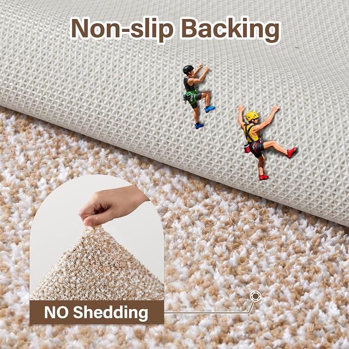 Bathroom Rugs 30x20 Non Slip Washable, Beige Bath Mat for Bathroom Floor Tub, Soft Absorbent Quick Dry Mats for Shower, Bathtub,Home Decor