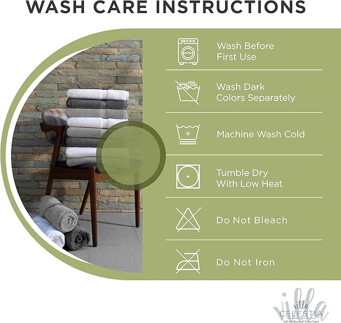 Villa Celestia Cotton Hand Towels Set of 4, 16 x 28, Oeko-TEX Certified, Quick Dry, Sage