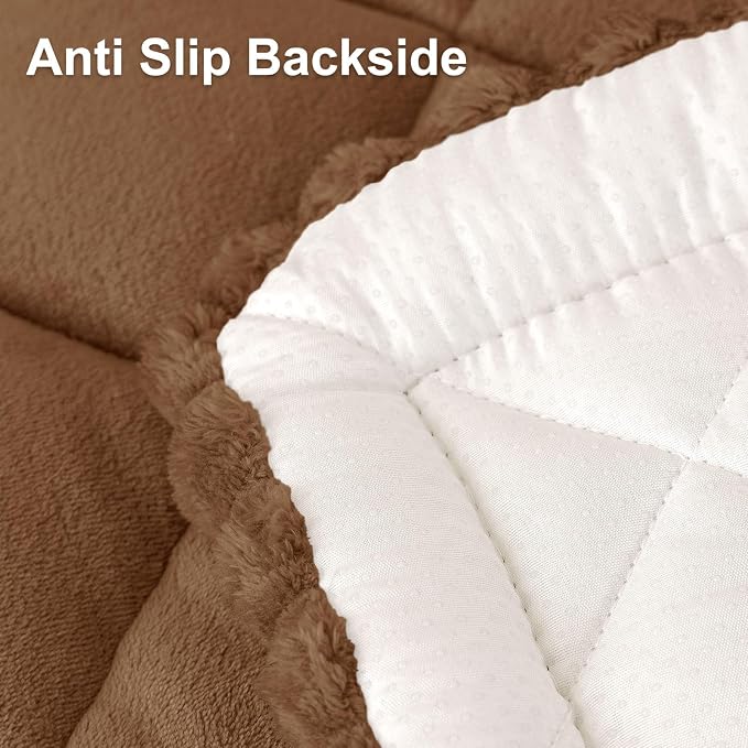 Smiry Couch Cover for Dogs, Non Slip Washable Pet Sofa Protector for Large Dogs, Cats, Fuzzy Plush Sofa Covers for 3 Cushion Couch, Against Fur, Dirt & Scratch Resistant, Brown, 27.6"×88"