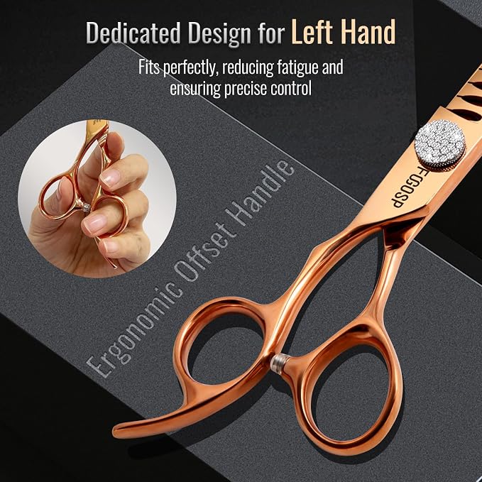 Left Handed Professional Chunkers Dog Grooming Scissors 7'' Rose Gold Titanium Thinning Shears for Dogs Cats Pet Grooming Shears Japanese 440C 70% Thinning Rate 18 Teeth(7,Chunker)