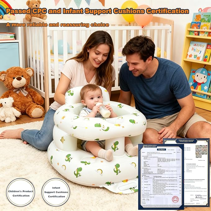 EXBEPE Thickened Inflatable Baby Seat, Sit Me Up Floor Seat for Babies 3-36 Months with Tray, Sitting Support Infant Chair, Built in Air Pump