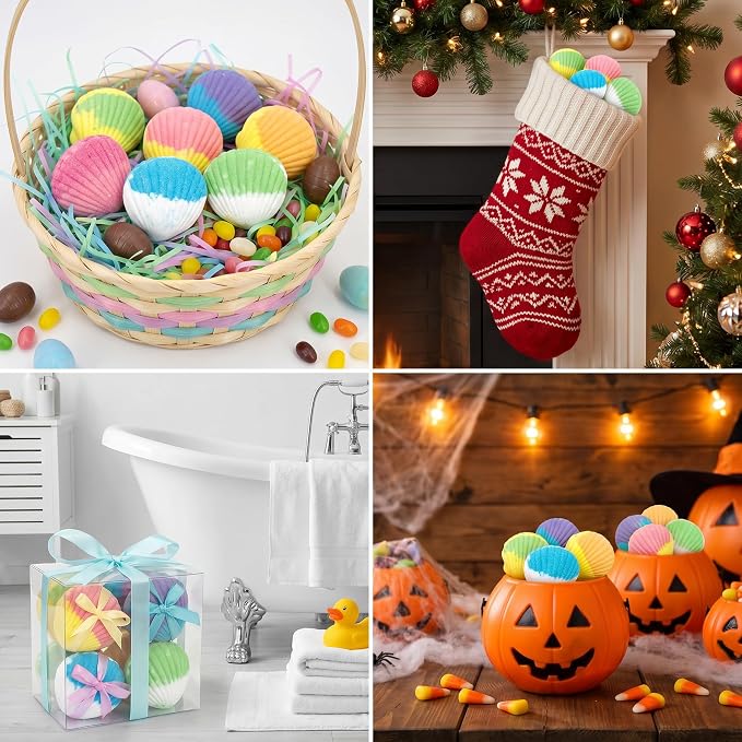 Clear&Fresh Magic Shell Bath Bombs for Kids with Surprise Jewelrys Inside, 9 Extra Large Bath Salts with Calming and Long Lasting Scent, Natural Bubble Bath Bombs for Girls Sensitive Skin