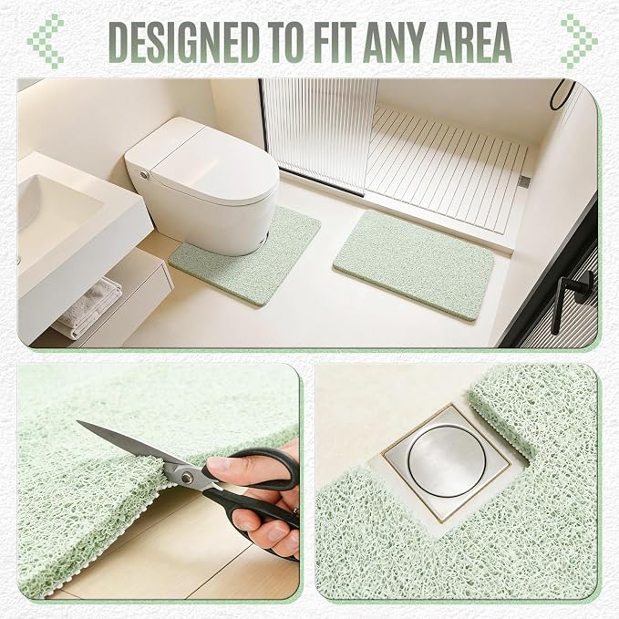 Joyhalo Shower Mat Bathtub Mat Non Slip, Bathmats Non Slip, Quick Drying Foot Scrubber Loofah Mats for Shower, Tub, Bathroom, Home, 17x24inch, Mint Green