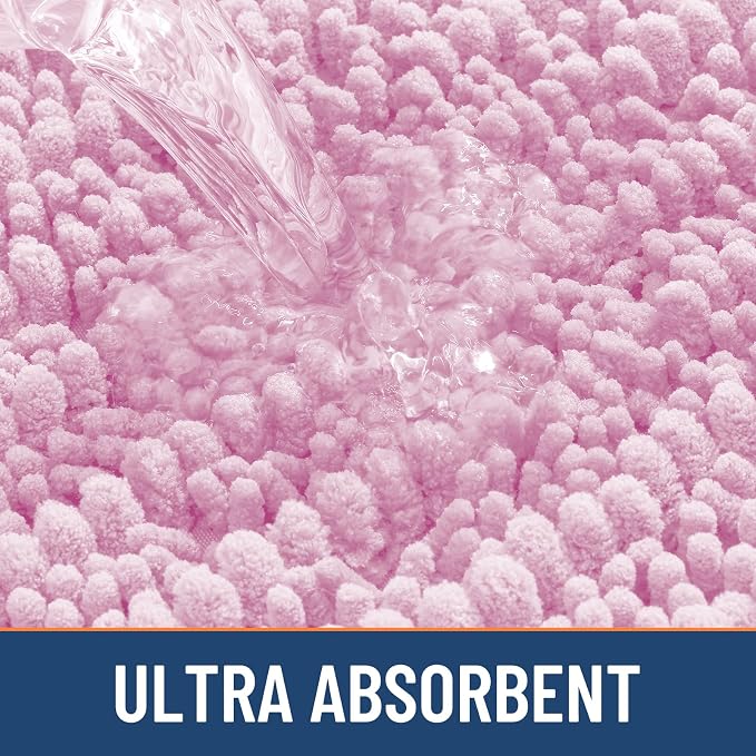 Smiry Bathroom Rugs Mat 30x20, Extra Soft Absorbent Chenille Bath Rugs, Non Slip Rubber Backing Machine Washable Quick Dry Bath Mats for Bathroom Floor, Tub, Shower, Home Decor Accessories, Pink