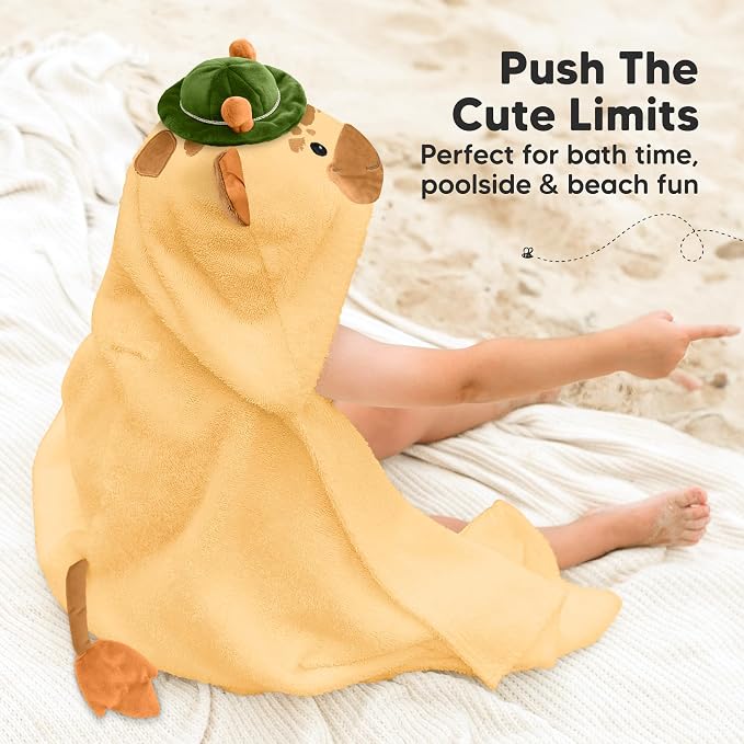 KeaBabies Organic Baby Towel with Hood for Girls, Boys, Soft (Gigi) | Absorbent 100% Cotton Hooded Baby Towels for Newborns, Infants, Large Hooded Bath Towels for Babies, Kids, Toddler 1-3