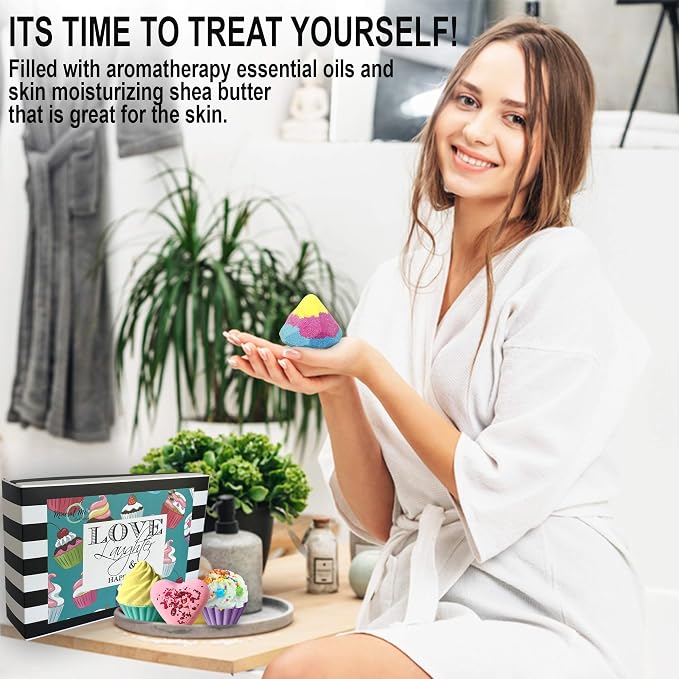 Bath Bombs for Girls – 6 Organic Bath Bombs Gift Set with Natural Ingredients, Aromatherapy Bubble Bath Fizzy for Kids, Teens, Women – Skin Moisturizing Bathbombs for Girls Ages 8-12, Lush Spa Kit