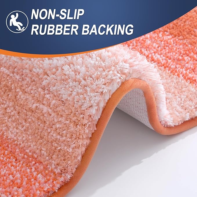 OLANLY Bathroom Runner Rugs Mat 47x24, Extra Soft Absorbent Microfiber Bath Rugs, Rubber Backing, Quick Dry, Washable Long Bath Mats for Bathroom Floor, Tub and Shower, Home Decor Accessories, Coral