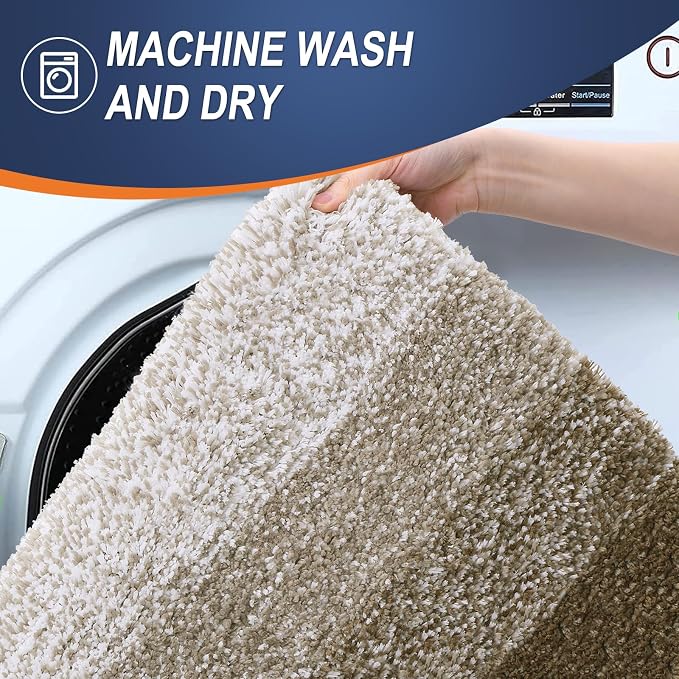 OLANLY Bathroom Runner Rugs Mat 47x17, Extra Soft Absorbent Microfiber Bath Rugs, Rubber Backing, Quick Dry, Washable Long Bath Mats for Bathroom Floor, Tub and Shower, Home Decor Accessories, Coffee