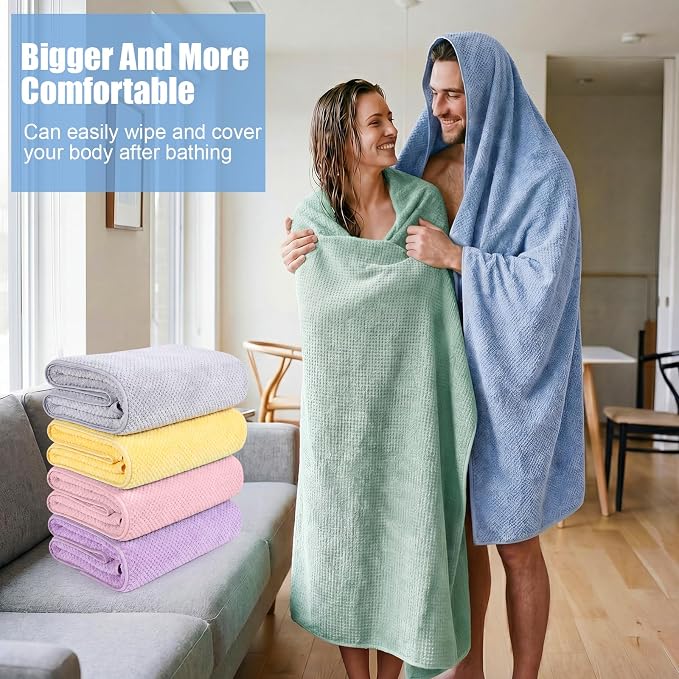 Newwiee 6 Pcs Oversized Bath Towels 40 x 80 Inches Extra Large Jumbo Bath Sheets Beach Towels for Adults Soft Quick Dry Highly Absorbent Microfiber Shower Towel with Hanging Loop(Pastel Color)