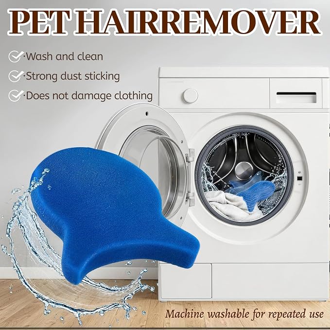 6Pcs Pet Hair Remover for Launday, Reusable Dog&Cat Hair Remover Tool, Effectively Removes Pet Hair, Lint and Dander from Bedding and Clothing,Fits Washers & Dryers,Blue