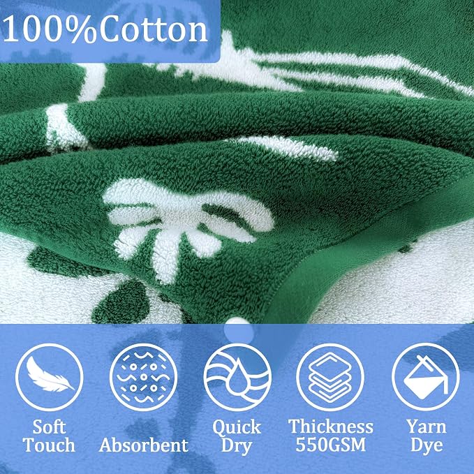 VOOVA & MOVAS Dinosaur Hooded Poncho Towels for Kids (4-8Years,28"x28"),Soft Cotton Thick Absorbent Towel Robe for Toddler Boys,Perfect for Bathroom | Pool | Swimming, Jacquard Green Dino