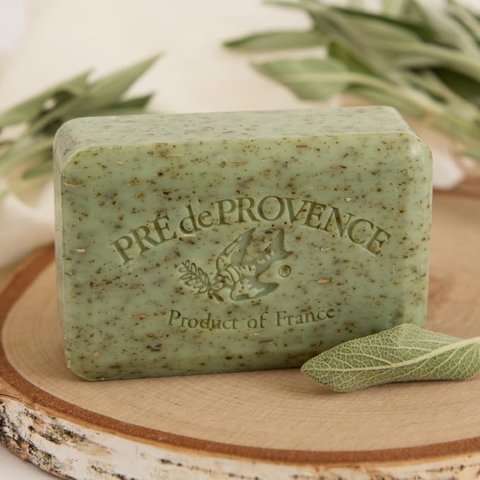 Pre de Provence Artisanal Soap Bar, Enriched with Organic Shea Butter, Natural French Skincare, Quad Milled for Rich Smooth Lather, 8.8 Ounce, Sage