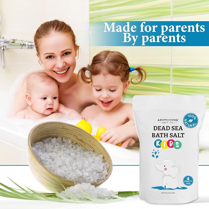 Aromasong Dead Sea Salt for Kids Bath Soak, 19 Lbs. Fine Grain Large Bulk resealable Pack, 100% Pure & Natural