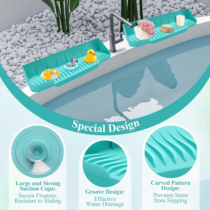 Splash Guard for Bathtub, 1p Soft Silicone Foldable Tub Splash Guard Stopping Water Droplets from Splashing Suitable for Bathtubs and Sinks (Green)