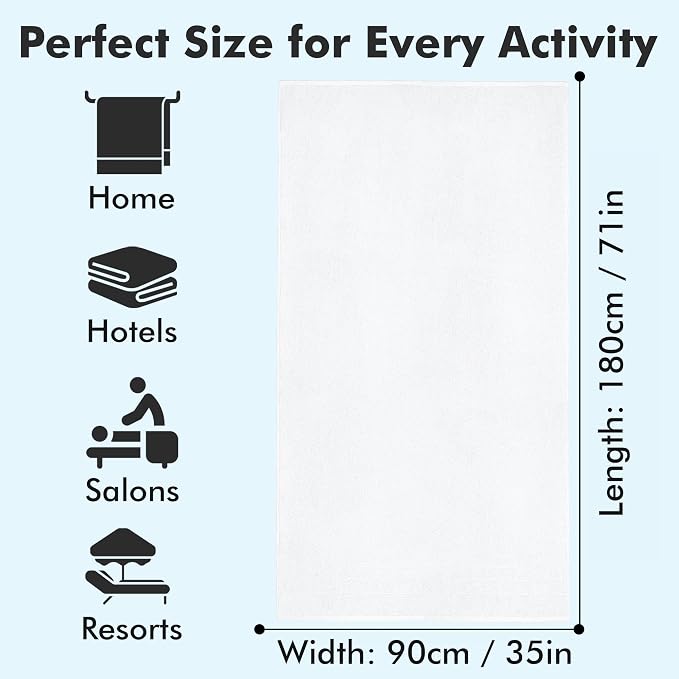 Bath Sheets – 550 GSM Extra Large Bathroom Sheet Set – Pack of 2 Jumbo Towels White (71x35in) – 100% Ring Spun Cotton Soft Quick Dry Large Bath Towels for Adults Hotel Spa Bathroom Use