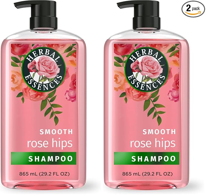 Herbal Essences Rose Hips Shampoo - Smooth, Shiny Hair with Vitamin E & Jojoba, Safe for Color Treated Hair, Floral Scent, Cruelty-Free, Dermatologist-Tested, 29.2 Fl Oz (Pack of 2)