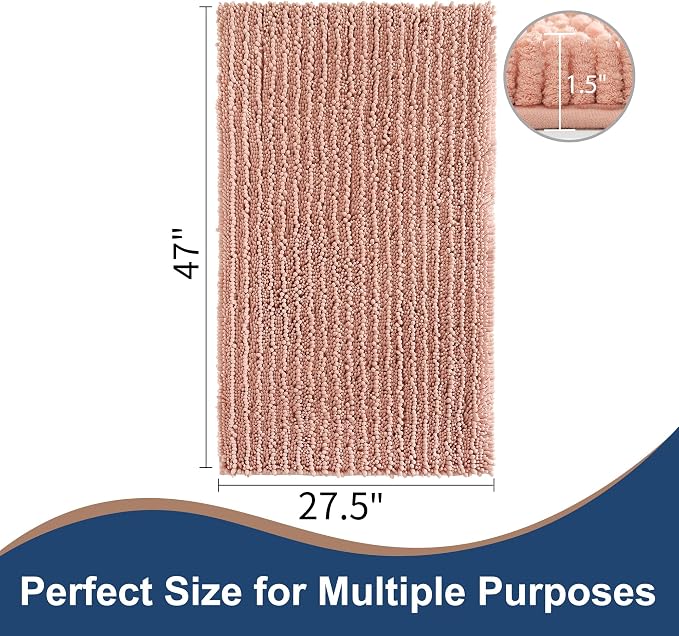 FLOLEOPA Soft Plush Microfiber Bathroom Rugs, Absorbent Bath Rugs Non Skid Machine Wash Dry Bath Mats for Tub,Shower and Bath Room Floor Mats(Coral Pink,27.5x47 inches)