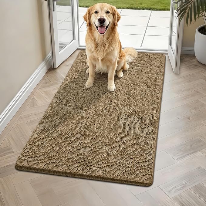 Bcoimo Super Absorbent Dog Door Mat, 48"*30" Anti Slip Mat for Muddy Paws, Pet Rugs for Dirty Paws Washable that Absorbs Moisture and Dirt, for Dog Cage and Pet Resting Carpet
