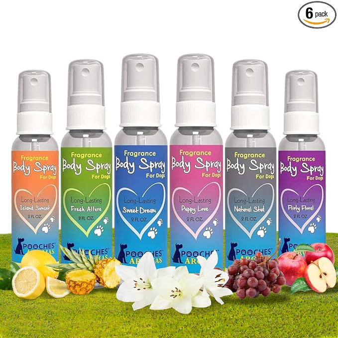 Natural Dog Cologne - Premium Grooming Spray - Long Lasting Spray - Deodorizing & Refreshing For Dogs, Adult Canines and Puppies - Aromas Scent to Refresh the Skin (Pack of 6)