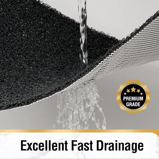 HITSLAM Non Slip Bathtub Mat 40 x 16 Inch, Extra Long Bath Mat for Tub, Soft PVC Loofah Shower Floor Mat with Drain, Quick Drying Bathroom Tub Mat for Wet Area, Without Suction Cup, Black