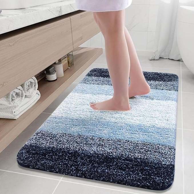 Arotive Microfiber Bathroom Rugs, Shaggy Soft and Absorbent Bath Rug, Thick Plush Machine Washable Dry Bath Mats for Bathroom, Tub and Shower, 36x24, Dark Blue, Rectangular