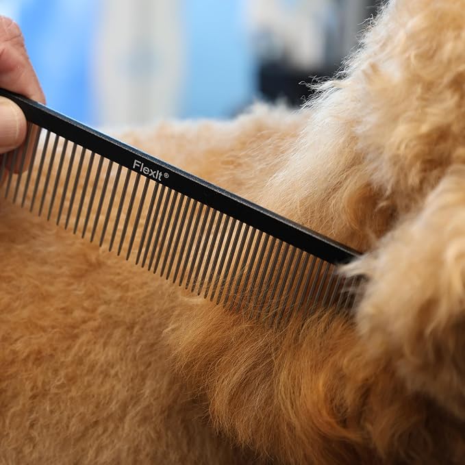 FlexIt Dog Grooming Comb - Perfect for Use with FlexIt Flexible Slicker Brush for Dogs - Built for Poodles, Golden Doodles, Huskies, Retrievers, and Labradoodles (Comb Only)