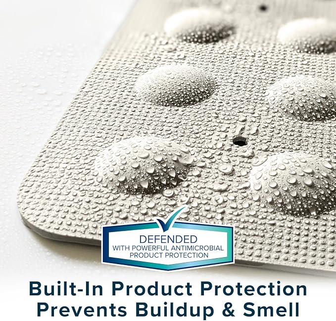 SlipX Solutions Square Natural Rubber Shower Stall Mat, 21” x 21”, Mildew Resistant, Non Slip Safety, Antimicrobial Product Protection, 140 Power Grip Suction Cups, Center Drain Hole, Tan