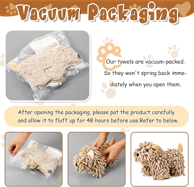 Tegeme 1 Pcs Chenille Dog Hand Towel Fuzzy Towel Absorbent Microfiber Soft for Bathroom Kitchen Washstand (Brown,Standing Dog)