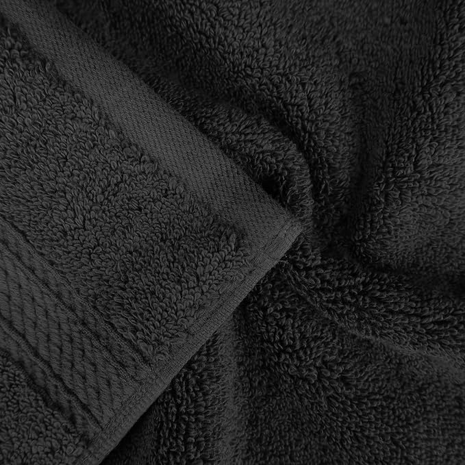 Superior Egyptian Cotton Ultra Plush & Absorbent, 8 Piece Set, Black | Quick Dry, Soft Luxury Towel Set, Bath Essentials, Guest Bath, Spa, 2 Bath, 2 Hand, 4 Face Towels, Madeline Towels