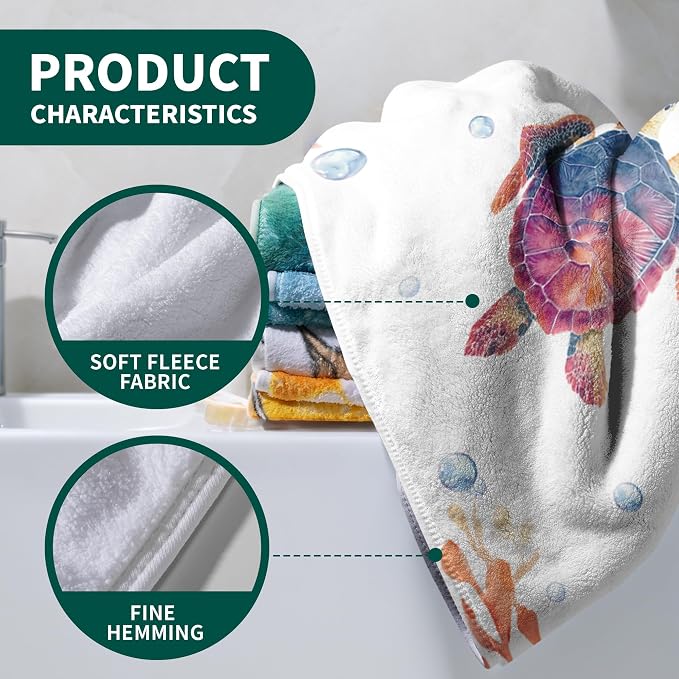 Ocean Sea Turtle Bath Towels High Absorbent Microfiber Bathroom Shower Towel
