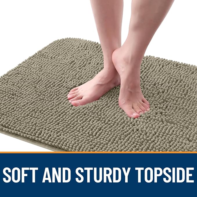 OLANLY Dog Door Mat for Muddy Paws 59x24, Absorbs Moisture and Dirt, Absorbent Non-Slip Washable Doormat, Quick Dry Chenille Mud Mat, Entry Indoor Entryway Carpet for Inside Floor, Warm Taupe