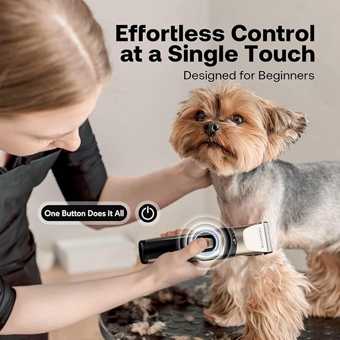 Dog Grooming Clippers, Low Noise, Electric Quiet, Adjustable Clipper Comb, Rechargeable Cordless Dog Hair Clippers for Dogs Cats Pets, Gold