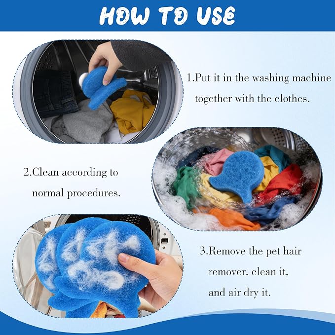 5PCS Pet Hair Remover for Laundry, Reusable Laundry Pet Hair Catcher Lint Remover, Washing Machine Hair Catcher, Washing Dryer Balls for Clothing Dog Cat Pet Fur Remover