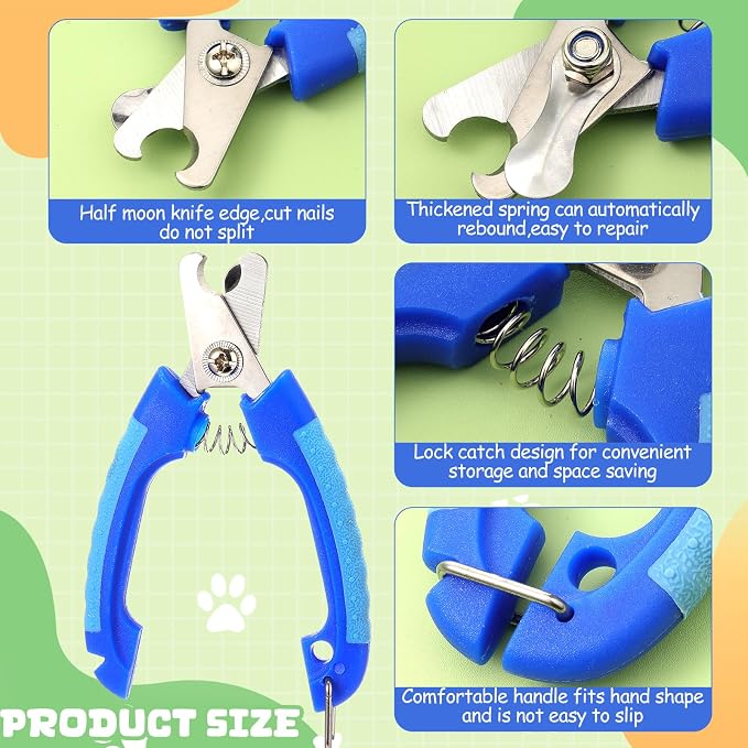 9 Pcs Small Dog Nail Clippers Bulk with Safety Guard to Avoid Over-Cutting Pet Nail Claw Grooming Pet Cutter Toenail Trimmer for Small Medium Dogs Nails Home Grooming (Plain)