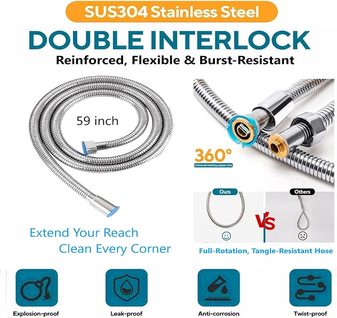 Handheld Bidet Sprayer for Toilet & Muslim Shower Kit with Storage Shelf, Brass T-Valve, Adjustable Pressure, No Drip, Easy Install, Feminine Care, Diaper & Pet Wash, Ceruleanix