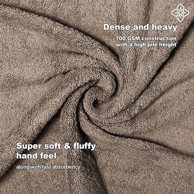 BIOWEAVES 100% Organic Cotton 700 GSM Plush Washcloths 13" x 13" GOTS Certified - Taupe, Pack of 12