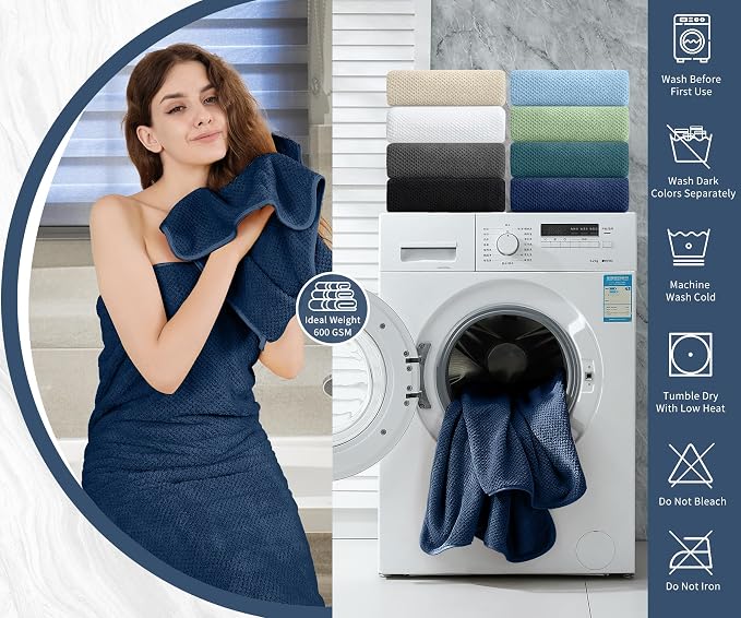 Hand Towels Set 2 Pack-16“x31”,Ultra Soft Microfibers Bathroom Towel Set Highly Absorbent Quick Dry Luxury Premium Towel Lightweight Durable Hand Towel Collection for Hotel Spa Gym Kitchen,Navy Blue