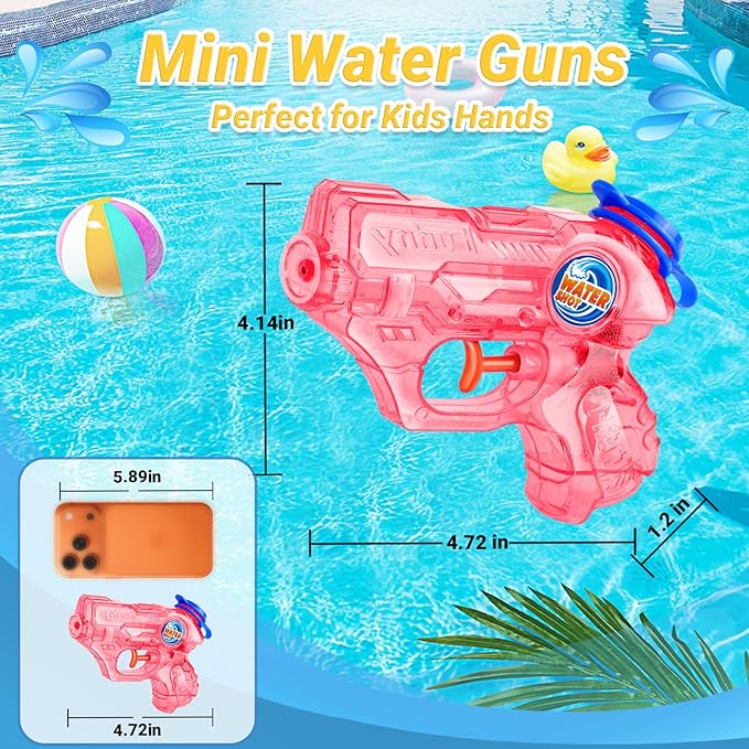 Water Gun for Kids Toddler: 2 Pack Mini Water Guns Squirts Small Soaker Pistol Super Blasters with Trigger for Boys Girls Summer Swimming Pool Beach Water Outdoor Fighting Party Bath Ideas Gift Toys