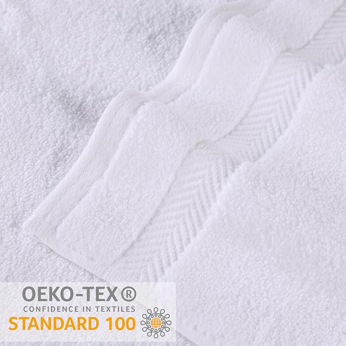 Superior Zero Twist 100% Cotton Bathroom Towels, Super Soft, Fluffy, and Absorbent, Premium Quality 6 Piece Towel Set with 2 Washcloths, 2 Hand Towels, and 2 Bath Towels, White