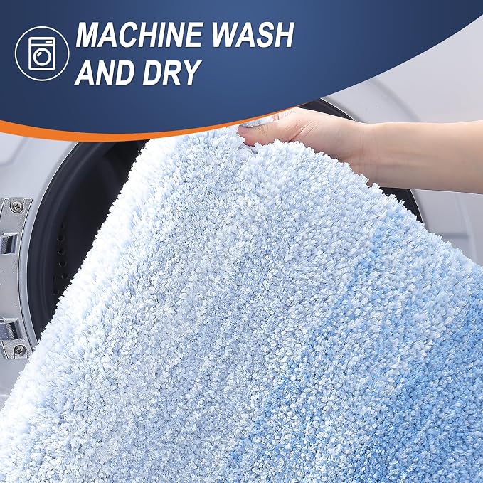 OLANLY Bathroom Rugs Mat 34x21, Extra Soft Absorbent Microfiber Bath Rugs, Rubber Backing, Quick Dry, Machine Washable Bath Mats for Bathroom Floor, Tub and Shower, Home Decor Accessories, Light Blue