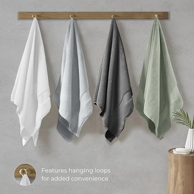 Viscose from Bamboo Bath Towels Set of 2 - Extra Plush 700 GSM Quick Dry Cotton Blend for Luxury Bathroom Comfort - Super Soft, Large, Absorbent - Eucalyptus